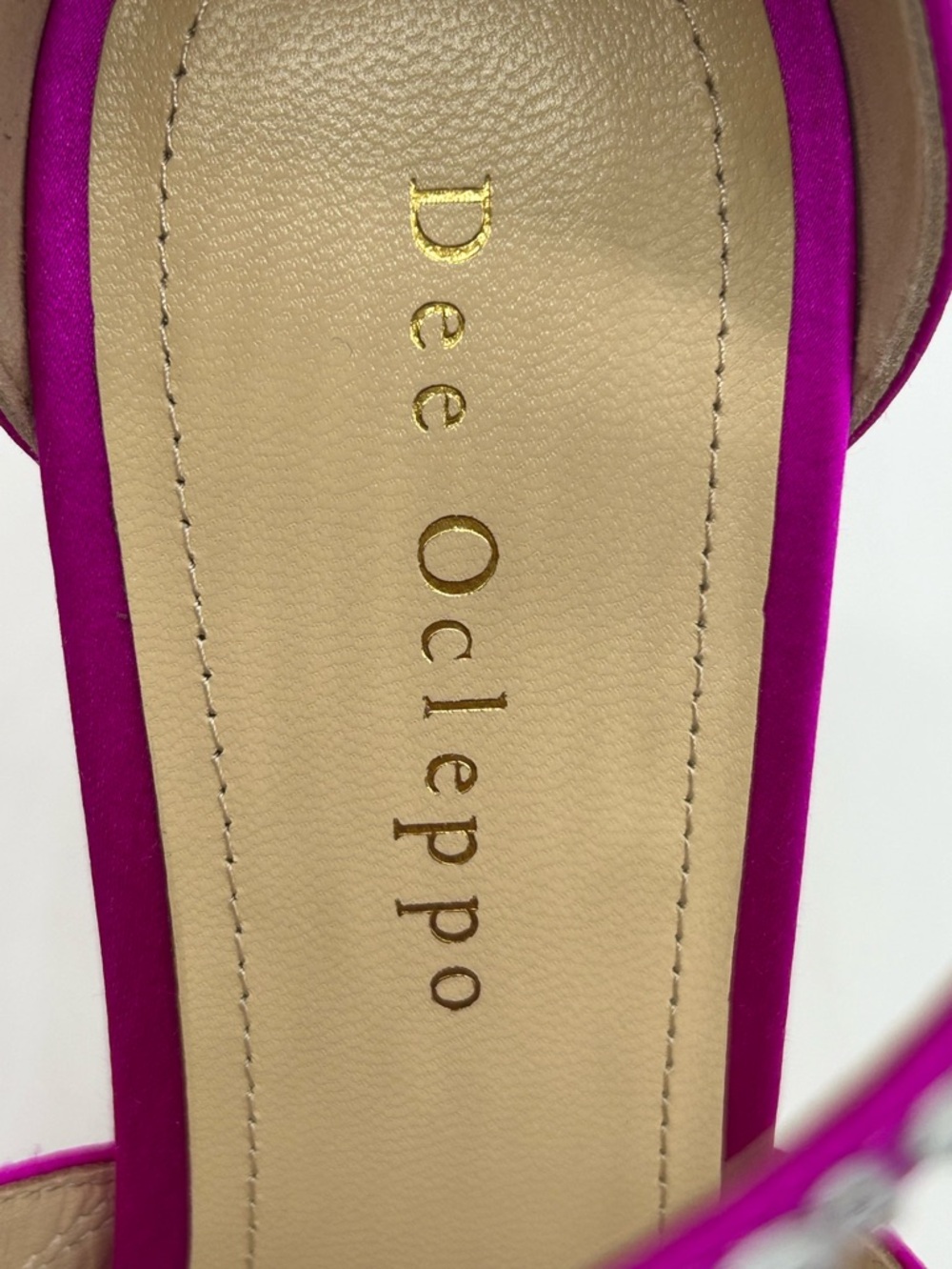 Dee Ocleppo Fiji Pink Crystal Strappy Heels 7.5 New With Box - Picture 10 of 13